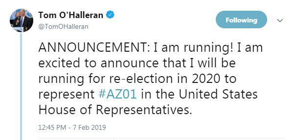 O'Halleran announces reelection bid